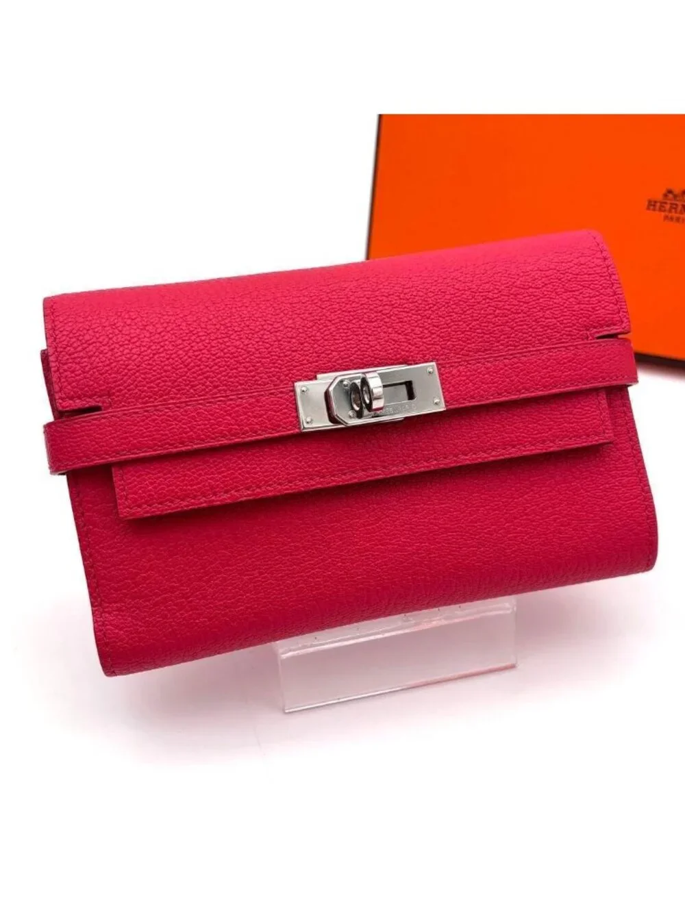 Hermes Kelly Wallet Medium Pink Chevre Mysore
